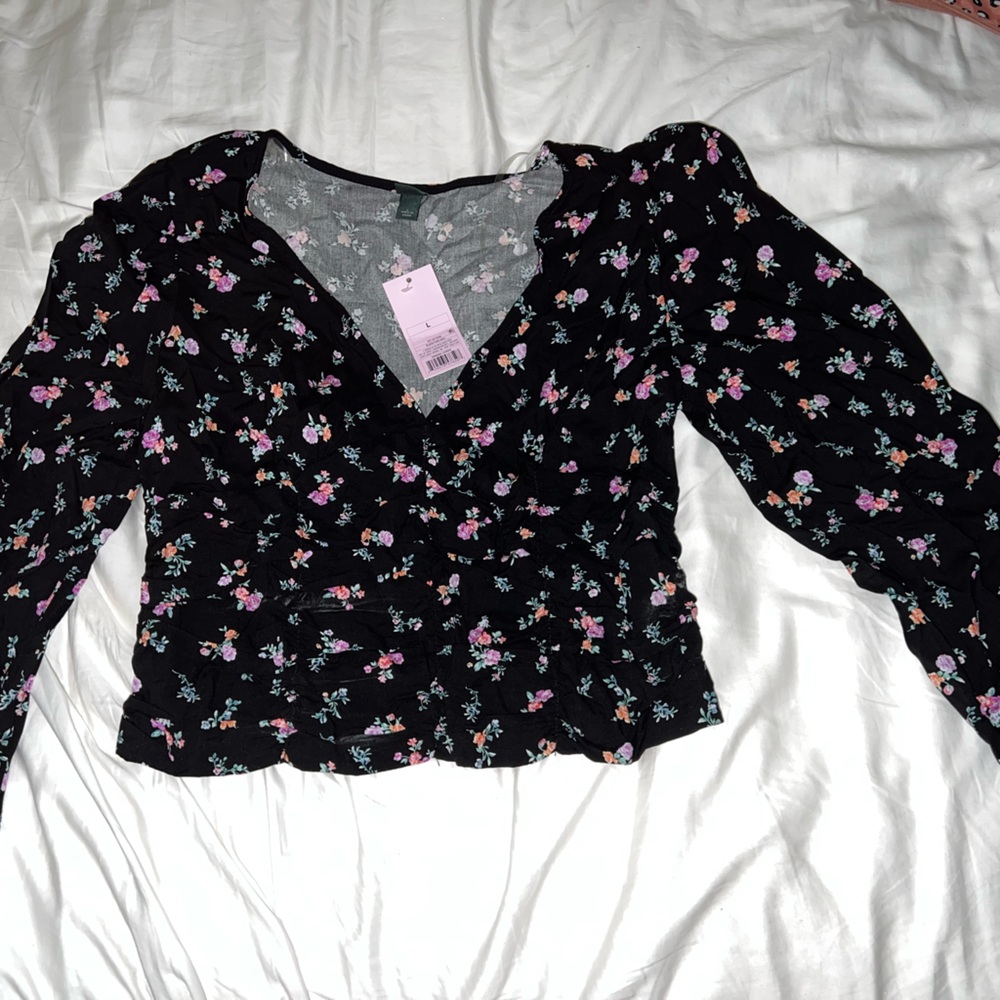 Wild fable womens shirt floral black